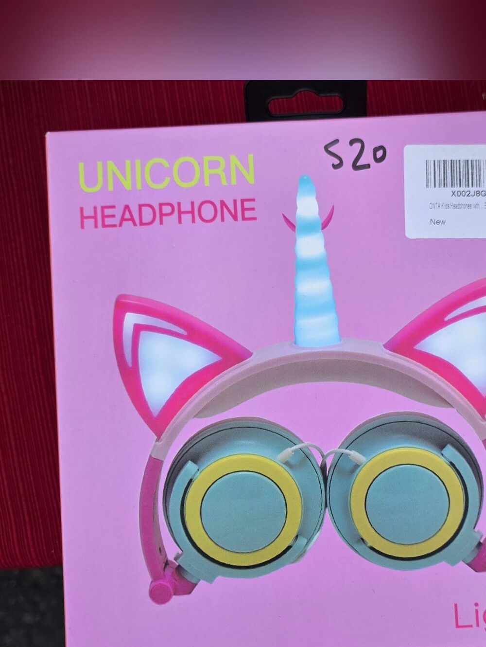 Unicorn Light-Up Headphones - Pink with Blue & Yellow Accents